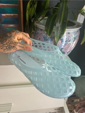 No Boundaries Blue Jelly Cage Ballet Flats Size 8 Y2K Festival Beach Shoes
